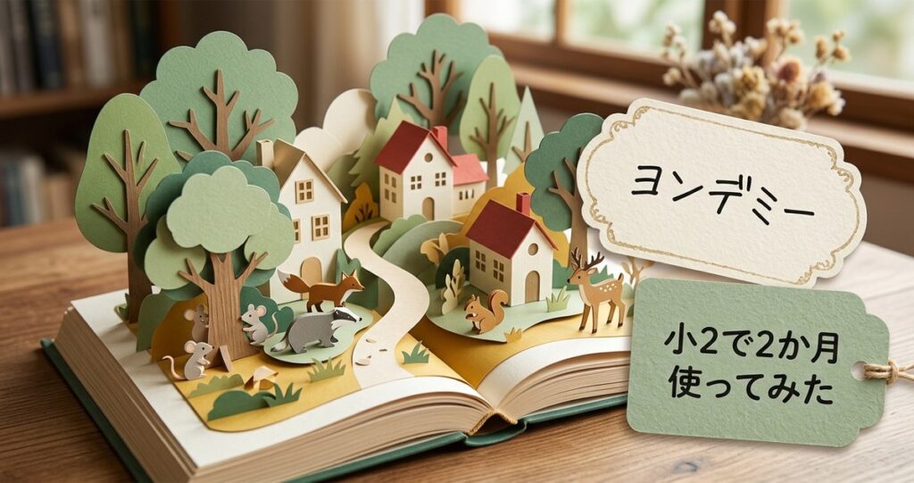 開いた本から物語の世界が飛び出す切り絵風イラスト